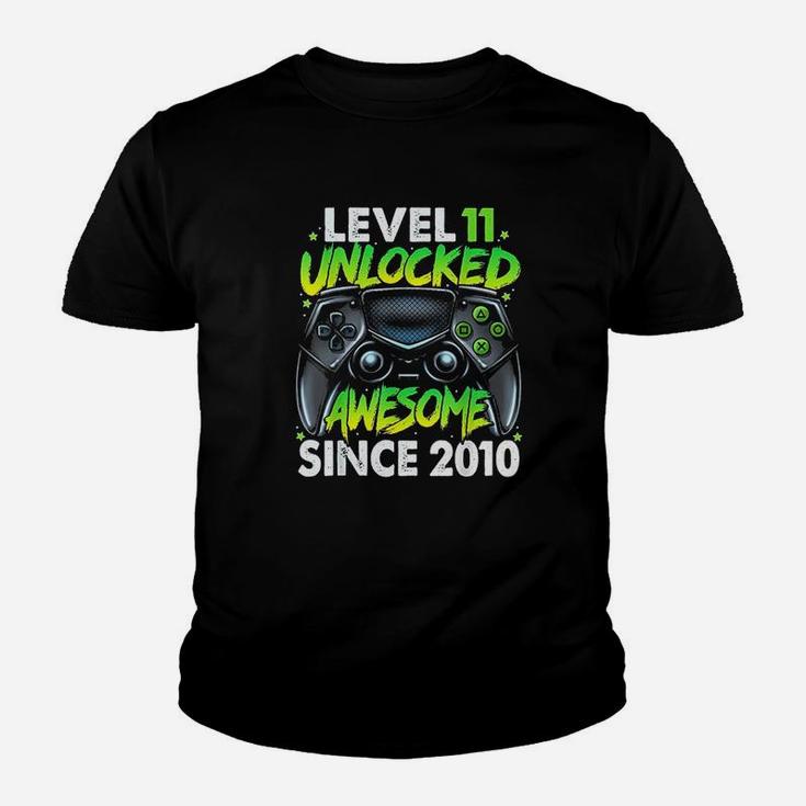 Level 11 Unlocked Awesome Since 2010 11Th Birthday Gaming Youth T-shirt
