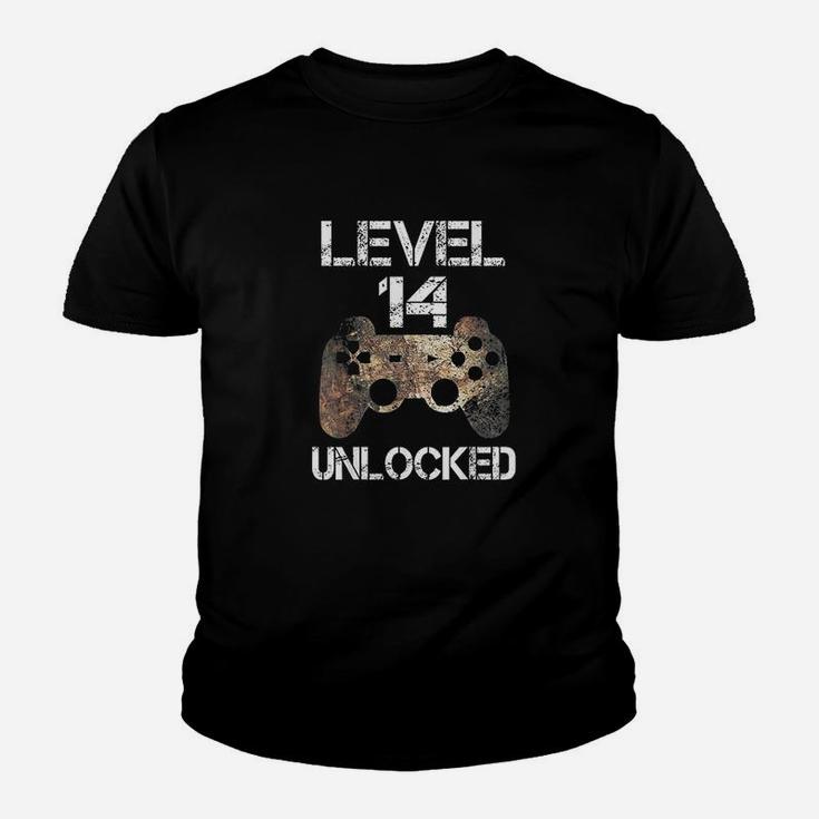 Level 14 Unlocked 14Th Birthday 14 Year Old Gamer Youth T-shirt