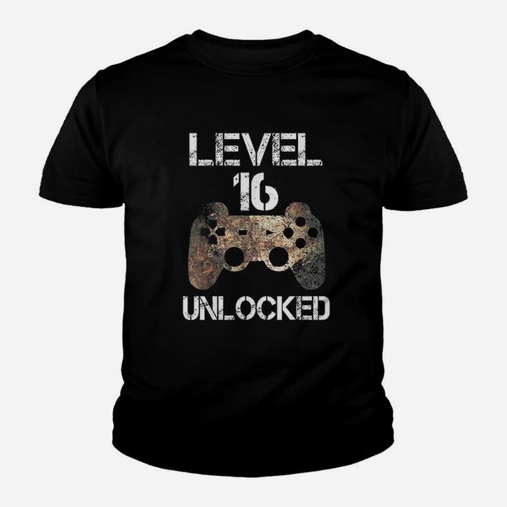 Level 16 Unlocked 16Th Birthday 16 Year Old Gamer Youth T-shirt