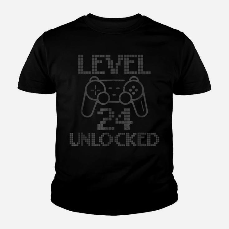 Level 24 Unlocked  Gamer Birthday 24Th Gaming Legend Youth T-shirt