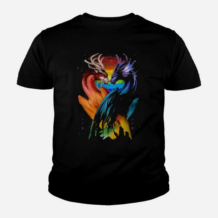Lgbt Dragon Heart Rainbow Heart Dragon Lgbt Pride Youth T-shirt
