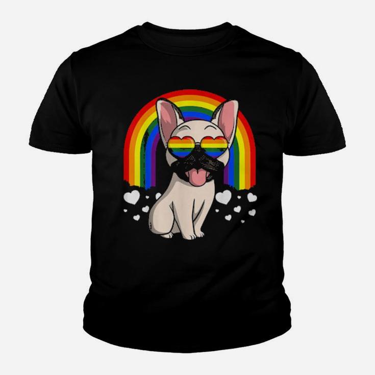 Lgbt French Bulldog Dog Gay Pride Rainbow Frenchie Youth T-shirt