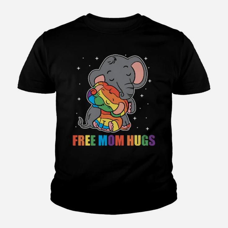 Lgbt Funny Rainbow Elephant Hugs Lesbian Gay Pride Youth T-shirt