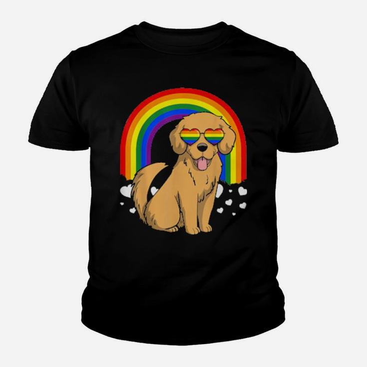 Lgbt Golden Retriever Dog Gay Pride Rainbow Lgbtq Youth T-shirt