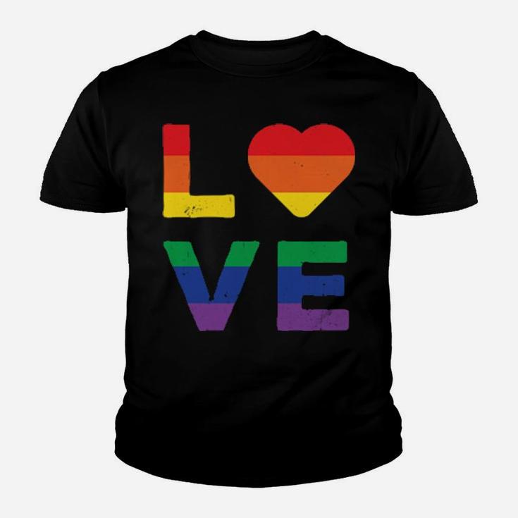 Lgbt Love Rainbow Heart Gay Lesbian Equality Gift Youth T-shirt