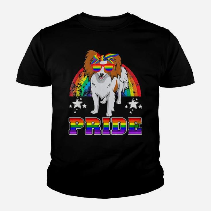 Lgbt Papillon Dog Gay Pride Rainbow Youth T-shirt