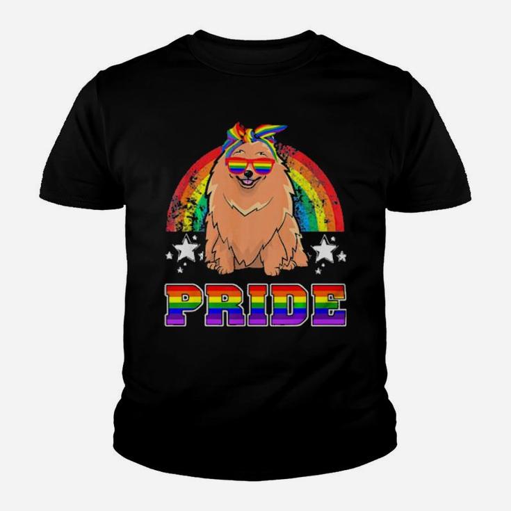 Lgbt Pomeranian Dog Gay Pride Rainbow Youth T-shirt