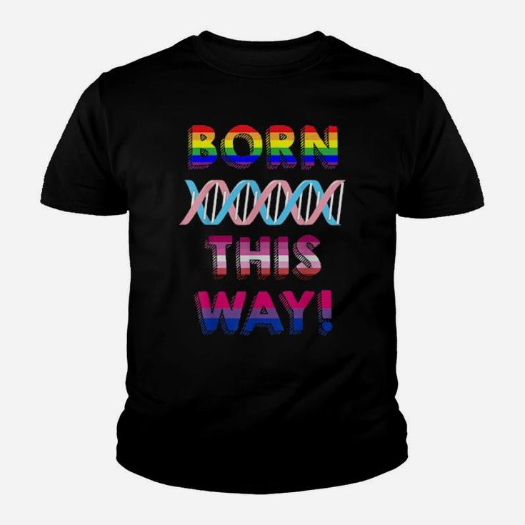 Lgbt Pride Born This Way Colorful Lettering Youth T-shirt