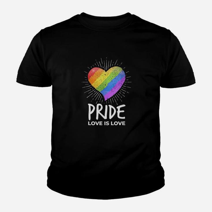 Lgbt Pride Love Is Love Rainbow Heart Gay Rights Support Youth T-shirt