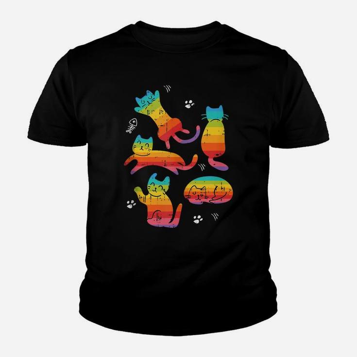 Lgbt-Q Cat Kawaii Gay Pride Rainbow Cool Animal Ally Gifts Youth T-shirt