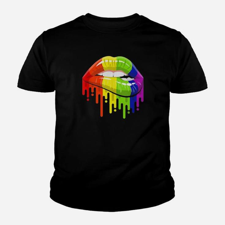Lgbt Rainbow Color Lips Pride Gay Homosexual Youth T-shirt