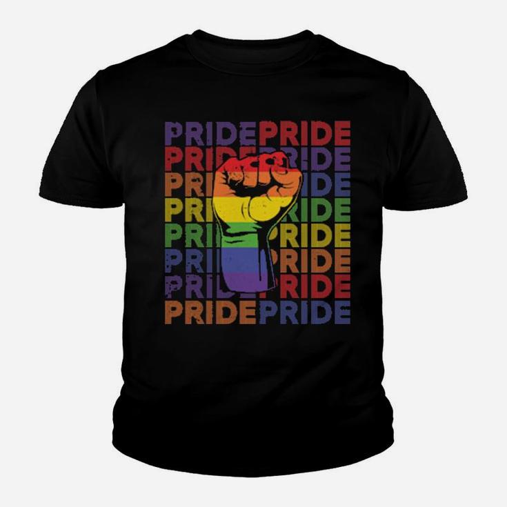 Lgbt Rainbow Fist Pride Lesbian Gay Support Present Youth T-shirt