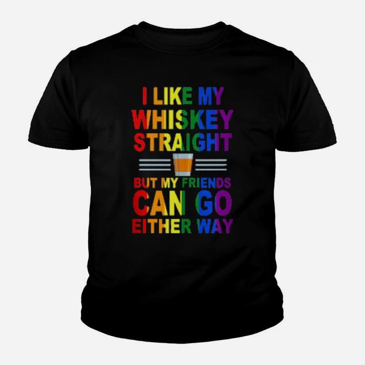Lgbtq Lesbian Gay Pride Straight Whiskey Joke Design Youth T-shirt