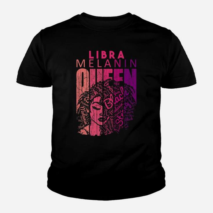 Libra Melanin Queen Strong Black Woman Zodiac Star Signs Youth T-shirt