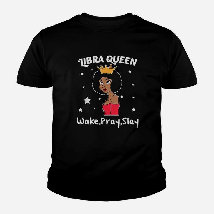 Libra Queen Black Women Afro Zodiac Sign Youth T-shirt