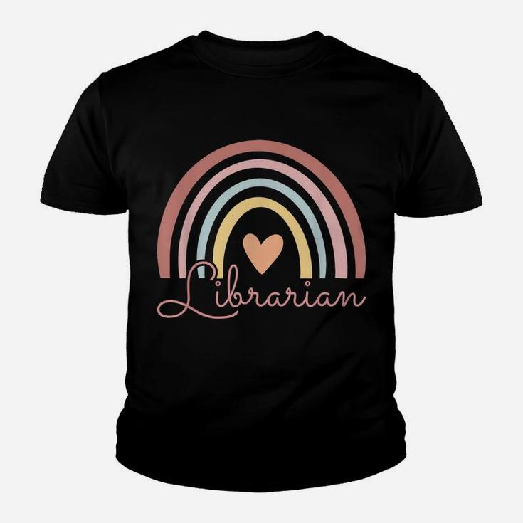 Librarian Cute Boho Rainbow Funny Back To School Librarian Youth T-shirt