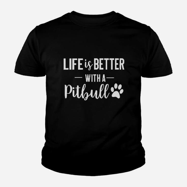 Life Is Better With A Pitbull Dog Lover Ladies Fitted Youth T-shirt