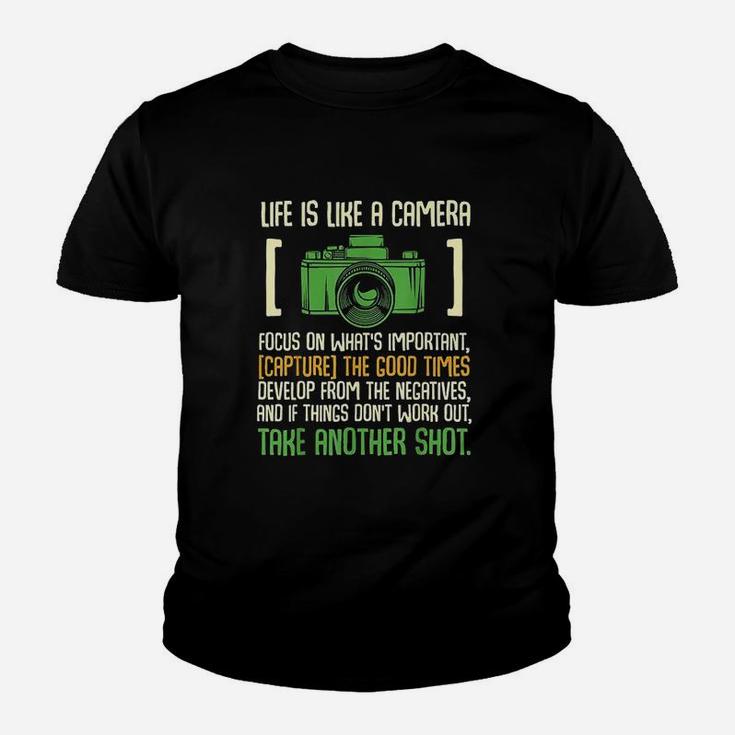 Life Is Like A Camera Focus On What's Important Youth T-shirt