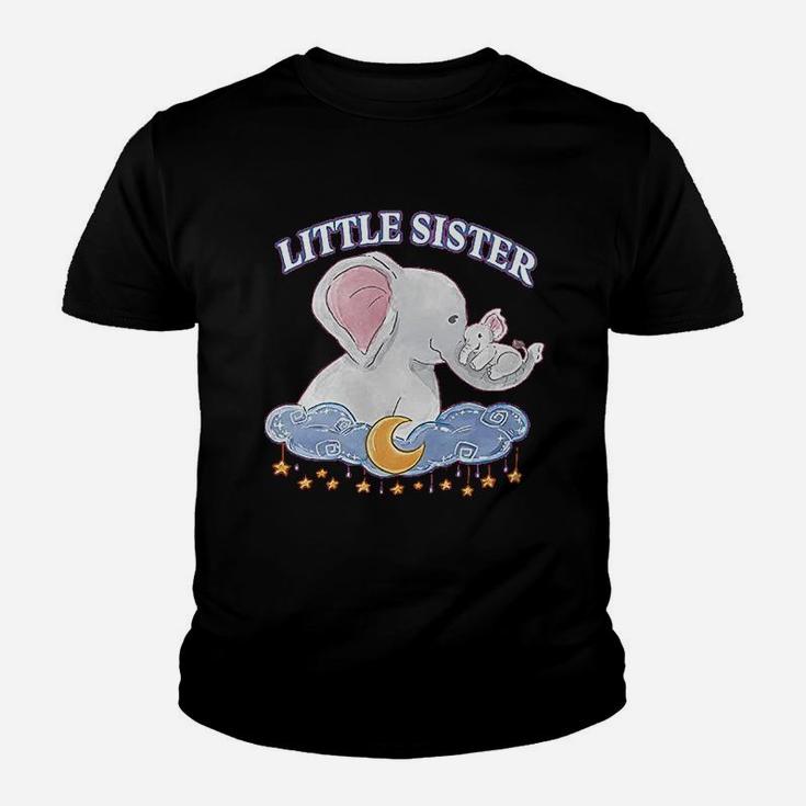 Little Sister Cute Elephants With Moon And Stars Youth T-shirt