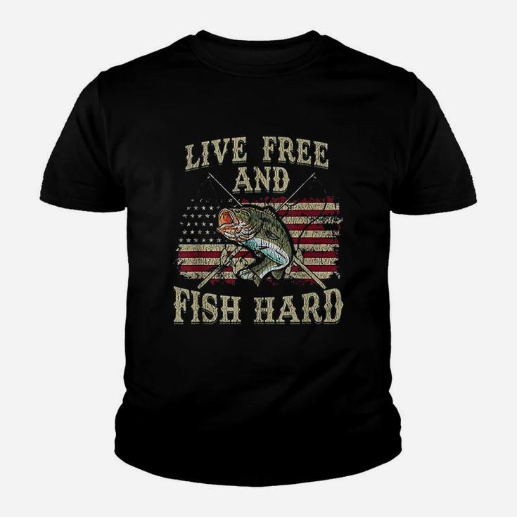 Live Free And Fish Hard Youth T-shirt