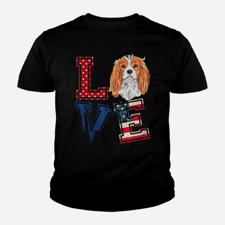 Love Cavalier King Charles Spaniel Face 4Th Of July Tshirt Youth T-shirt