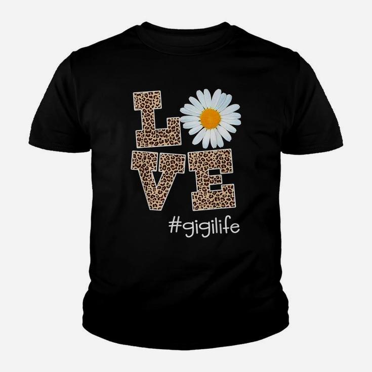 Love Gigi Life Leopard Daisy Flower Youth T-shirt