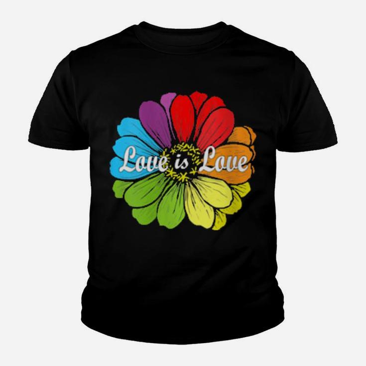 Love Is Love  Gay Prides Rainbow Lgbt Pride Flower Youth T-shirt