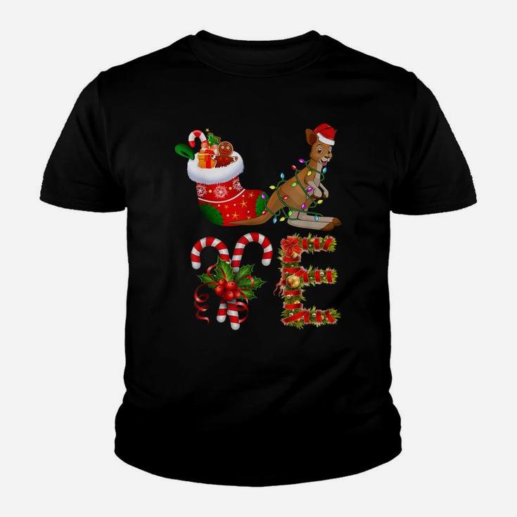 Love Kangaroo Christmas Funny Santa Hat Christmas  Youth T-shirt