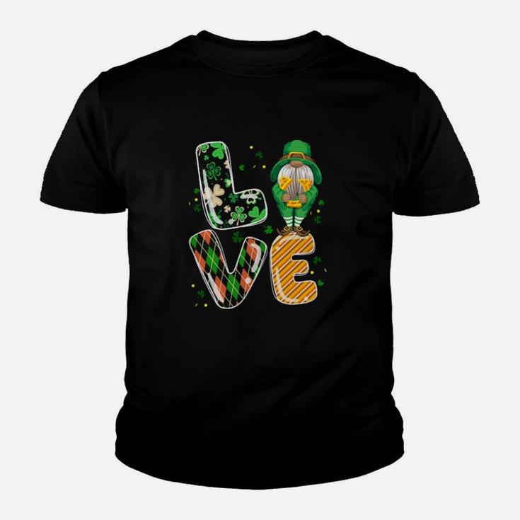 Love Lucky Leprechaun Gnome Shamrock Irish Happy Patrick Day Youth T-shirt