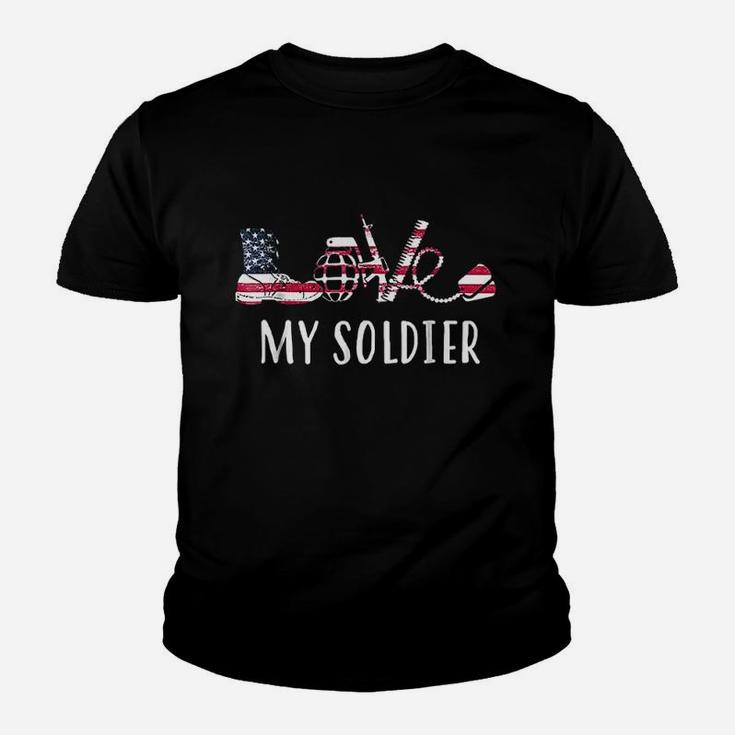Love My Soldier Proud Us Army Mom Army Wife Youth T-shirt