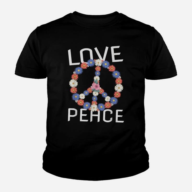 Love Peace Freedom Flower 60S 70S Peace Sign Tee Shirt Youth T-shirt
