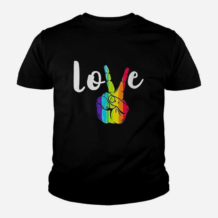 Love Peace Sign Rainbow Lgbt Lesbian Gay Pride Youth T-shirt
