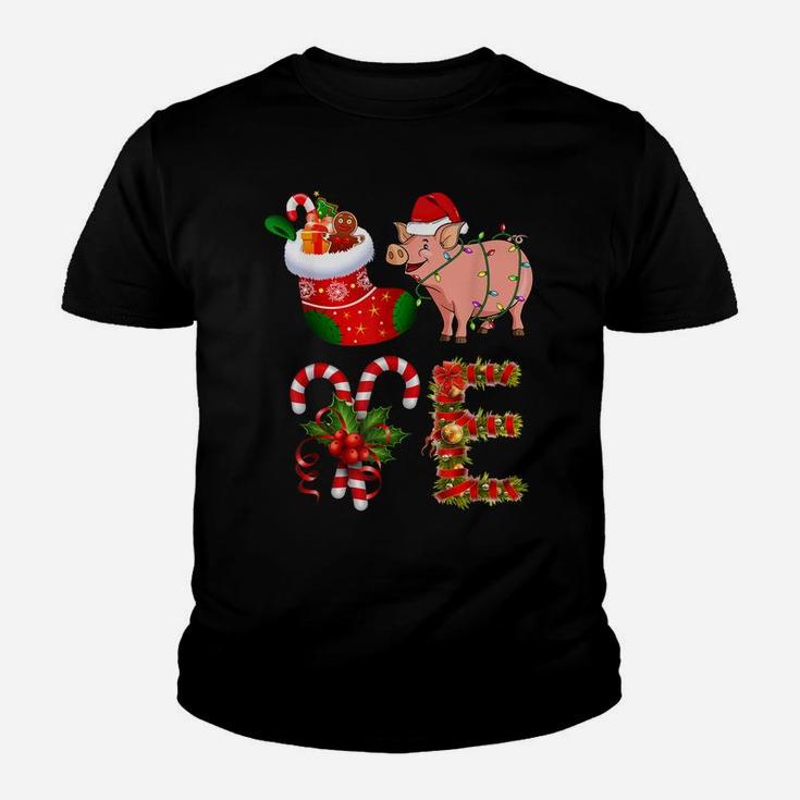 Love Pig Christmas Funny Santa Hat Christmas  Youth T-shirt