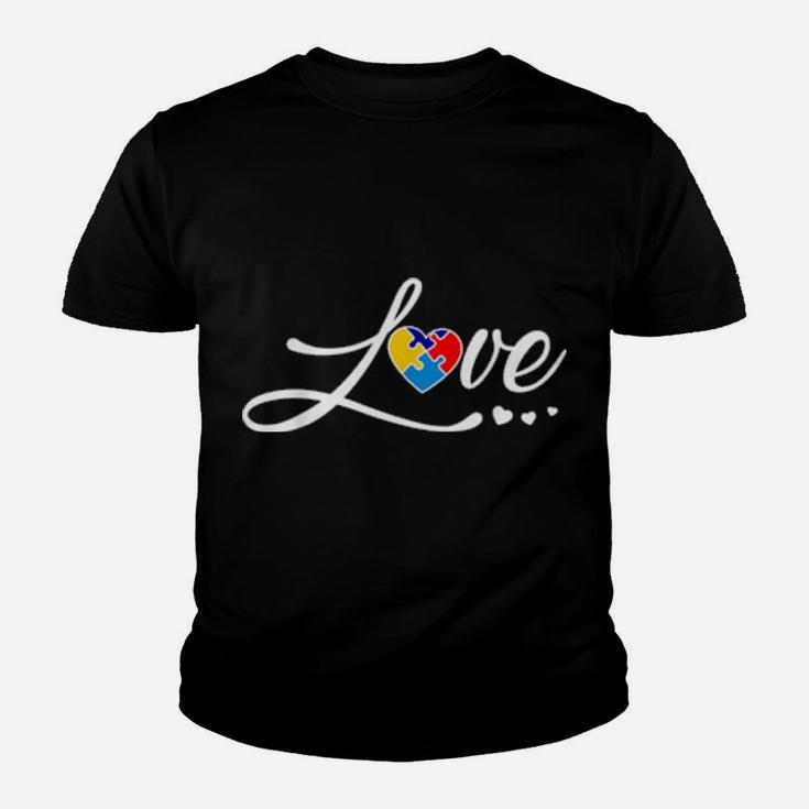 Love Puzzle Heart Autism Awareness Youth T-shirt