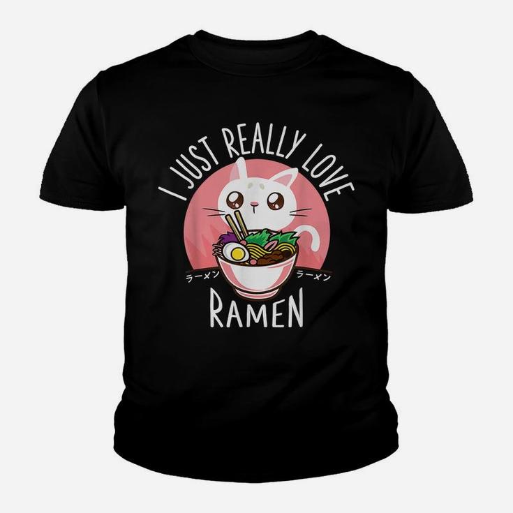 Love Ramen Japanese Noodles Shirt Kawaii Anime Cat Youth T-shirt