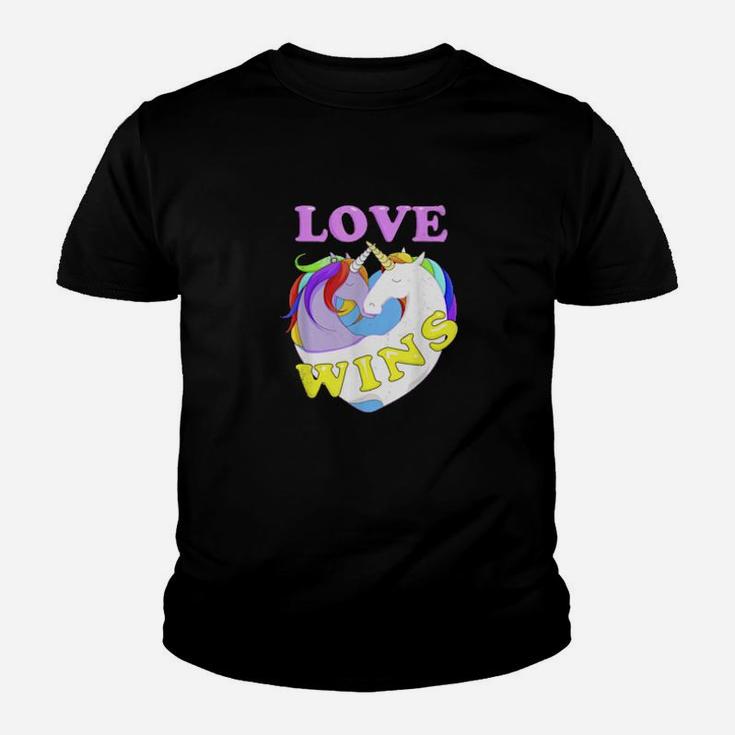 Love Wins Kissing Unicorns Gay Pride Equality Lgbtq Youth T-shirt