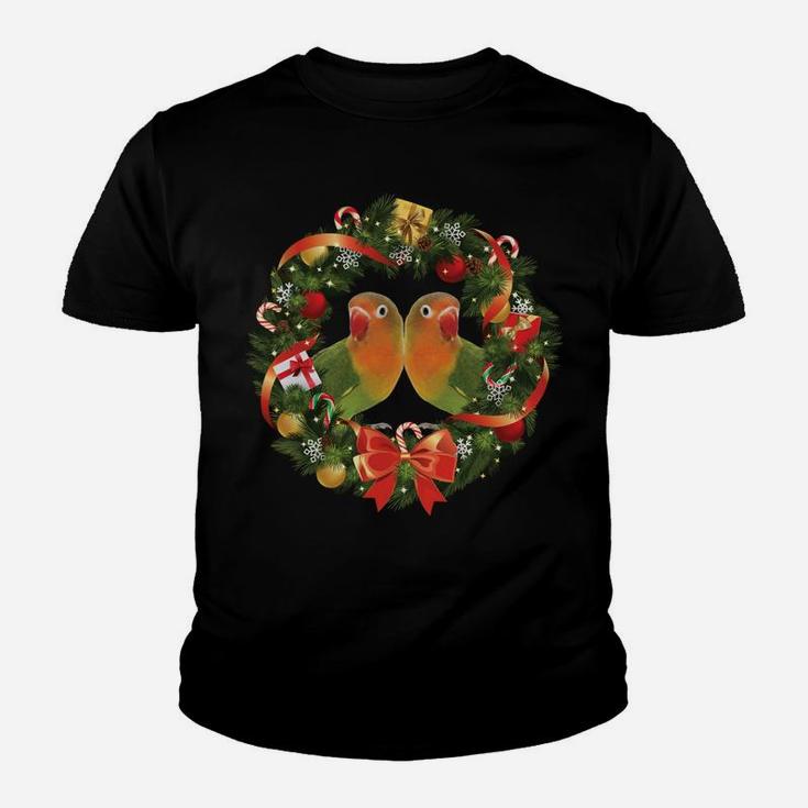 Lovebird Parrot Christmas Wreath Youth T-shirt