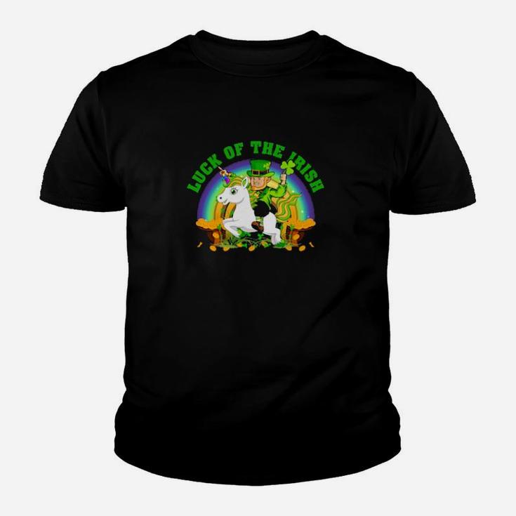Luck Of The Irish Leprechaun Riding Unicorn St Patricks Day Youth T-shirt