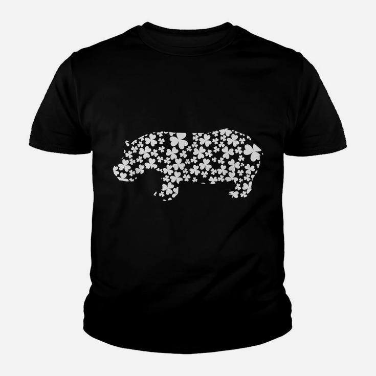 Lucky Hippo Shamrocks Irish St Patricks Cute Clover Gift Youth T-shirt