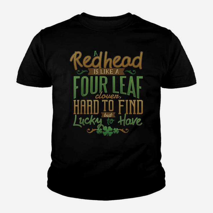 Lucky Redhead St Patrick Day Shirt Green Irish Shamrock Tee Youth T-shirt