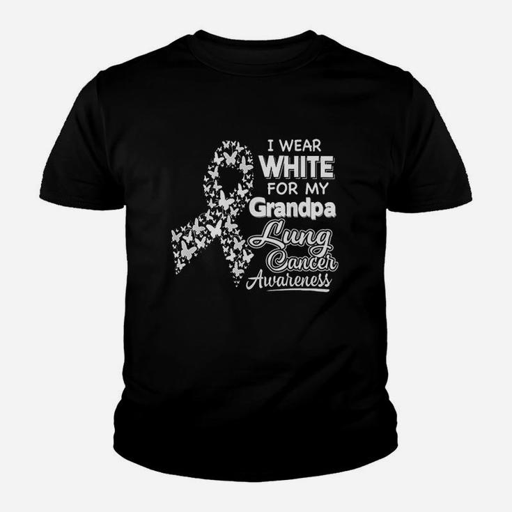 Lung Awareness  I Wear White For My Grandpa Youth T-shirt