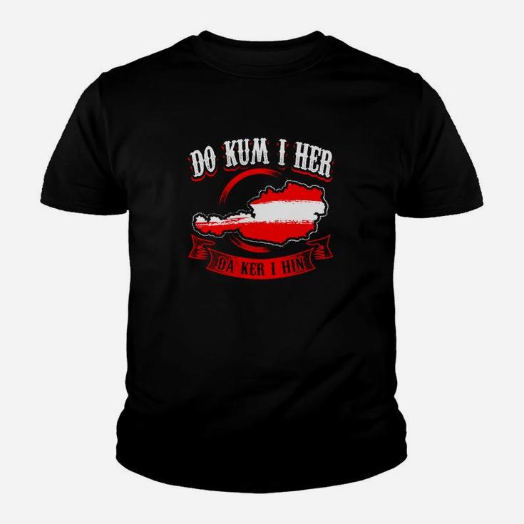 Lustiges Schnitzel Kinder Tshirt Do kum I her, do geh I hin, Bayerisches Motiv