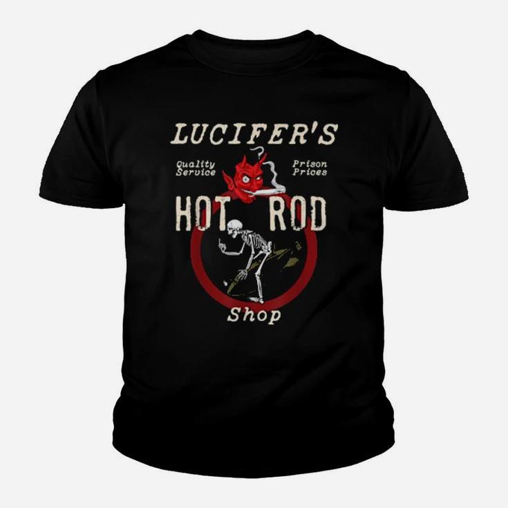 Luzifers Hot Rod Shop Rockabilly Skelett Mittelfinger Youth T-shirt