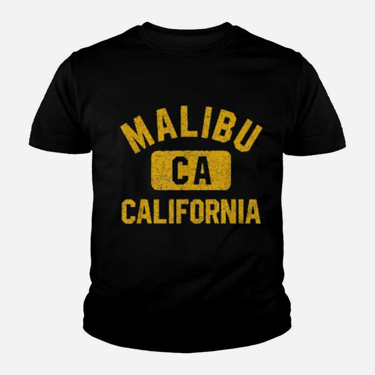 Malibu Ca California Gym Style Distressed Amber Print Youth T-shirt