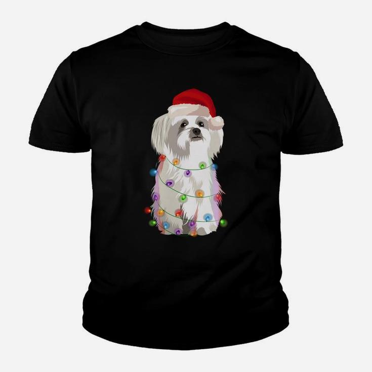 Maltese Christmas Lights Xmas Dog Lover Sweatshirt Youth T-shirt