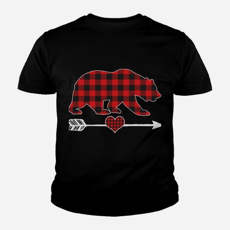 Mama Bear Christmas Pajama Red Plaid Buffalo Family Gift Youth T-shirt