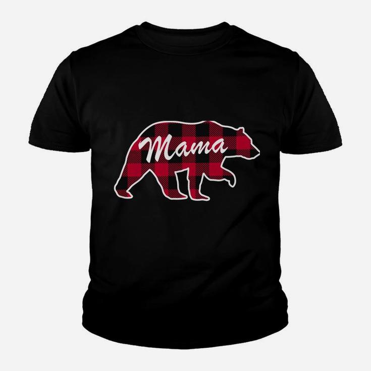 Mama Bear Red Plaid Mama Bear Christmas Family Mom Youth T-shirt