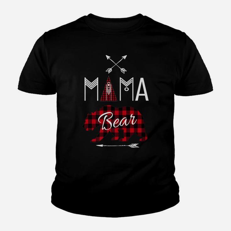 Mama Bear Shirt Buffalo Plaid Matching Family Group Camping Youth T-shirt