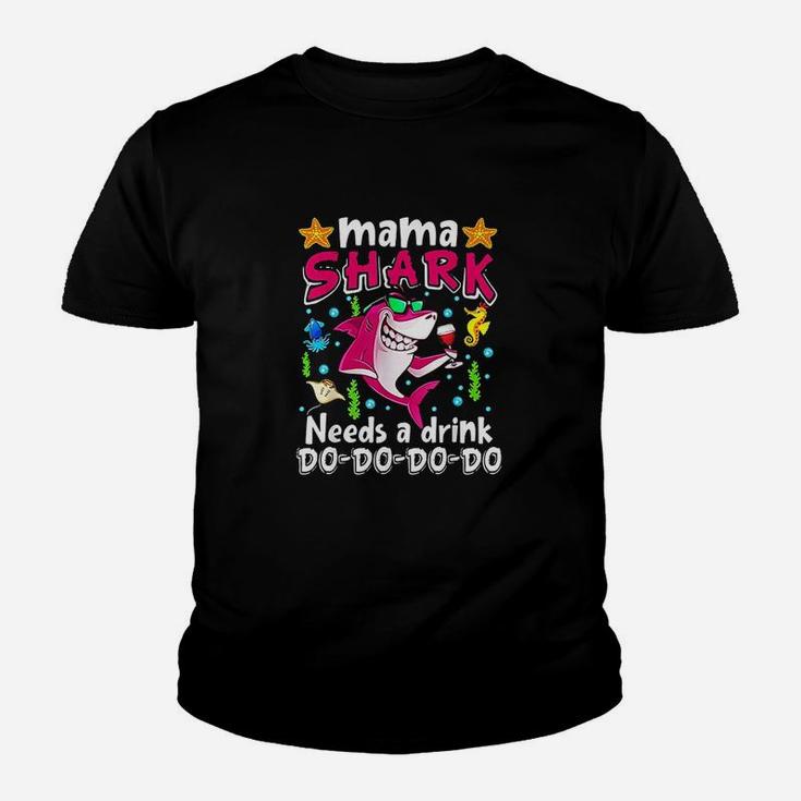 Mama Shark Needs A Drink Dododoo Funny Youth T-shirt
