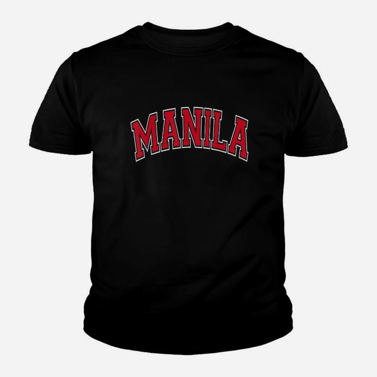 Manila Philippines Varsity Style Red Text Youth T-shirt